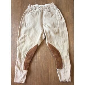 Vintage Harry Hall Breeches Women XS Tan Riding Pants Leather Knee Patch England